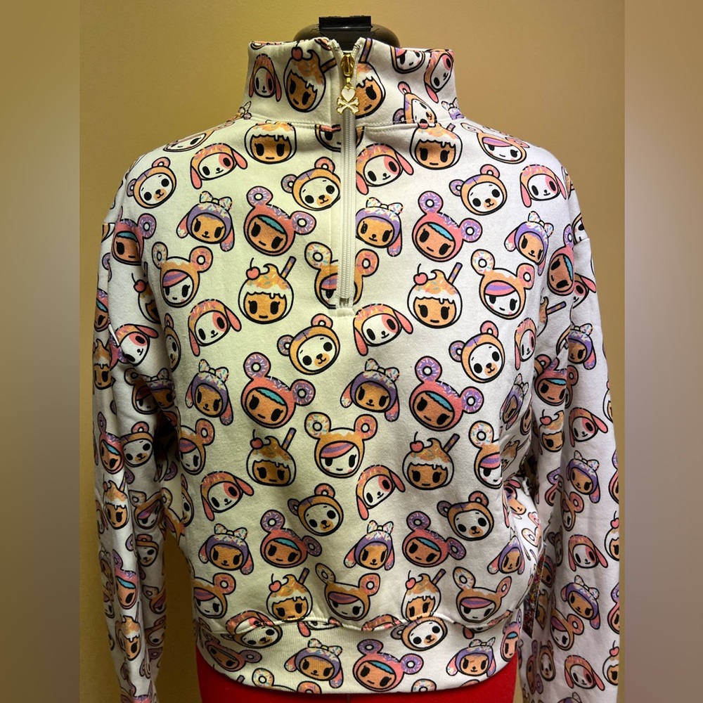 Tokidoki Cartoon Print Crop Top - Pink and Purple - Picture 4 of 11